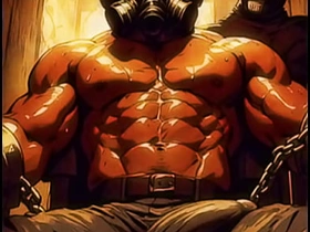 AI生成的蒙面肌肉诱惑：暗室勾引 china hot gay porn